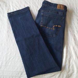 Blue American Eagle High rise straight